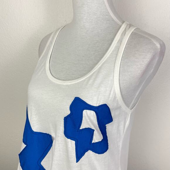 Left of Center Anthropologie | NWT Alamere Blue Abstract White Cotton Tank - Picture 6 of 12